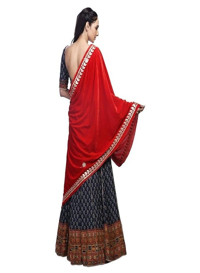 Fashtastic Women's Embroidered Velvet Dupattas (Red) - Image 2