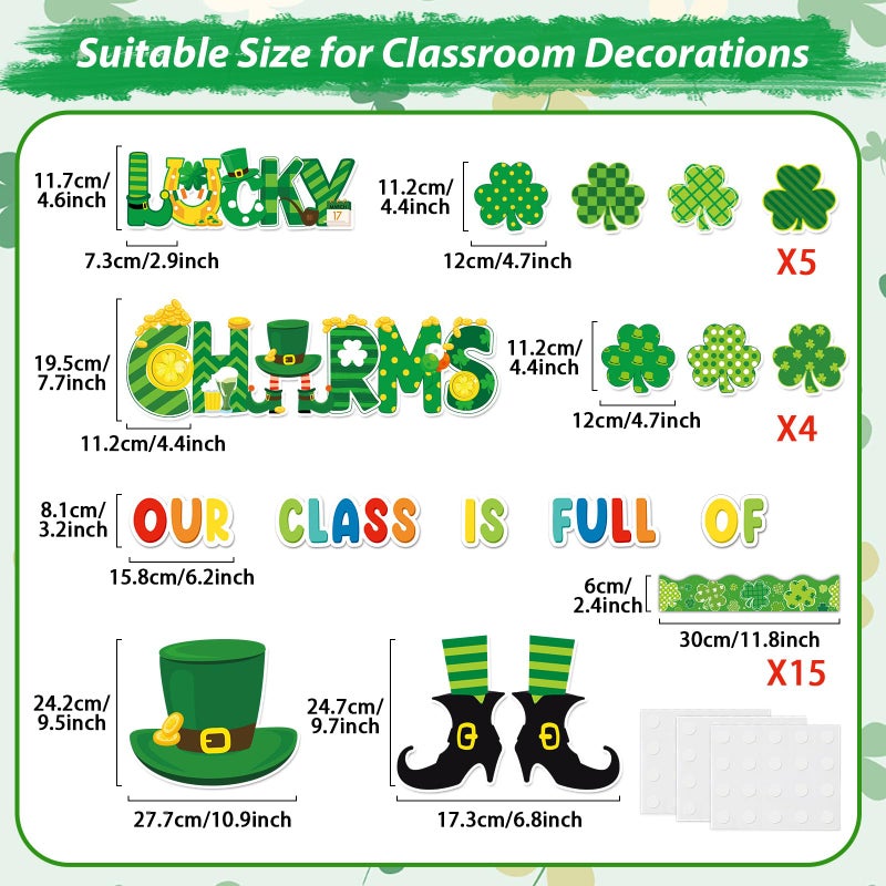 gisgfim St.Patrick Day Bulletin Board Decoration Set Lucky Shamrock Borders Cutouts for Party School Classroom Door Welcome Bulletin Board Craft Home Wall(St. Patrick's Day) - Image 2