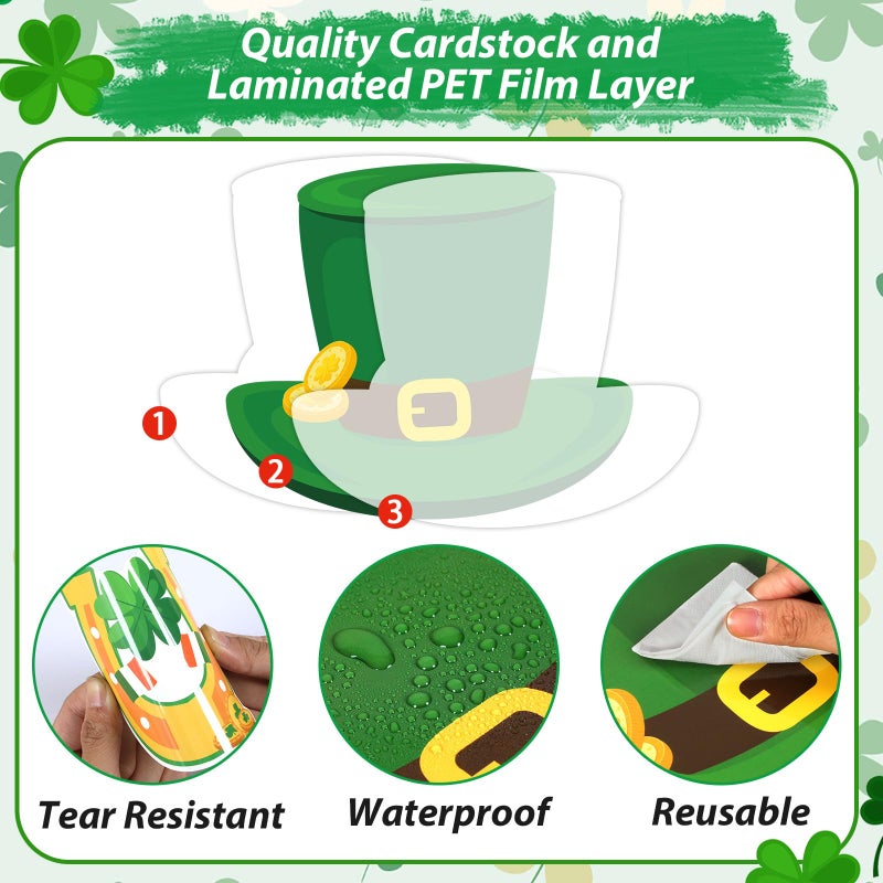 gisgfim St.Patrick Day Bulletin Board Decoration Set Lucky Shamrock Borders Cutouts for Party School Classroom Door Welcome Bulletin Board Craft Home Wall(St. Patrick's Day) - Image 3