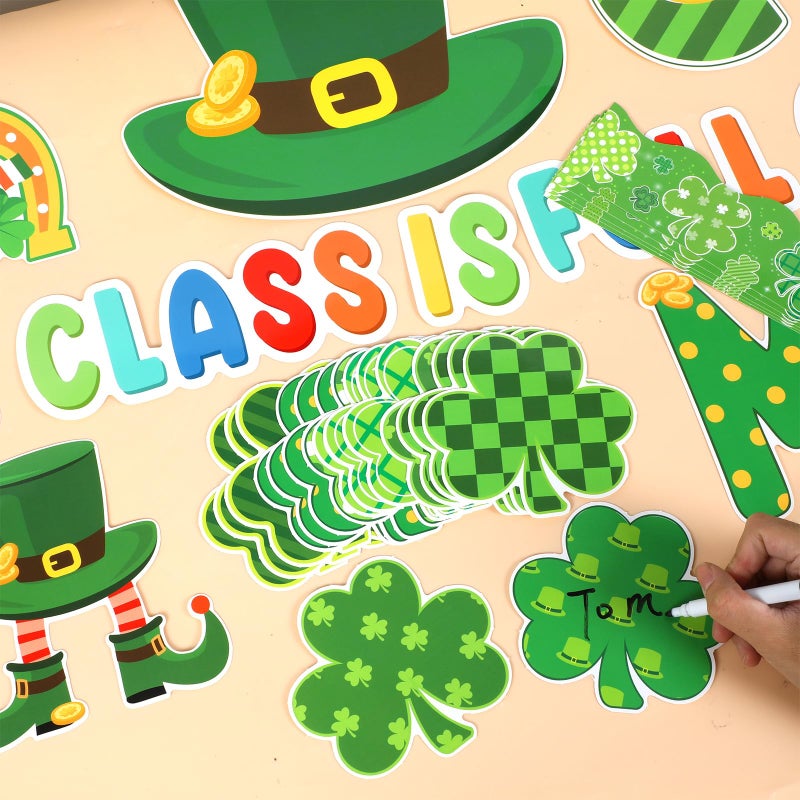 gisgfim St.Patrick Day Bulletin Board Decoration Set Lucky Shamrock Borders Cutouts for Party School Classroom Door Welcome Bulletin Board Craft Home Wall(St. Patrick's Day) - Image 5