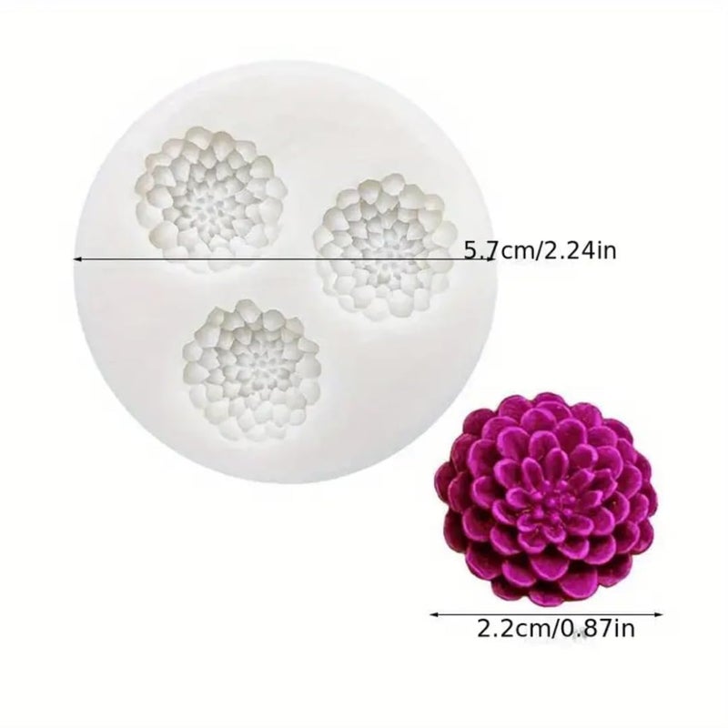 Skytail Flowers Silicone Candle Mold Dahlia Chrysanthemum Flower for Candle Making DIY Scented Wax Melts Mini Soap Aromatherapy Cake Fondant Moulds Chocolate Cake Decoration Resin Casting Crafts Mold - Image 2