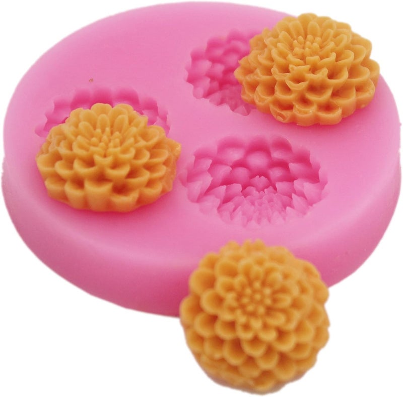 Skytail Flowers Silicone Candle Mold Dahlia Chrysanthemum Flower for Candle Making DIY Scented Wax Melts Mini Soap Aromatherapy Cake Fondant Moulds Chocolate Cake Decoration Resin Casting Crafts Mold - Image 5
