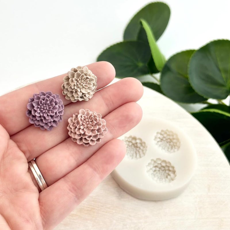 Skytail Flowers Silicone Candle Mold Dahlia Chrysanthemum Flower for Candle Making DIY Scented Wax Melts Mini Soap Aromatherapy Cake Fondant Moulds Chocolate Cake Decoration Resin Casting Crafts Mold - Image 3