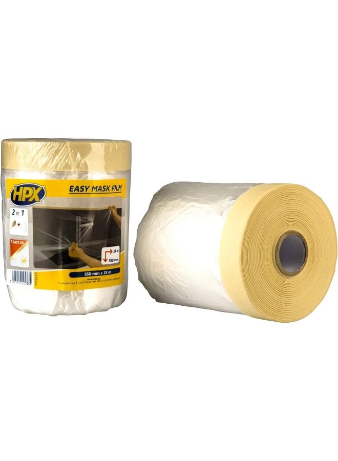 HPX Hpx Pm5533 Polythene Sheet Cover Foil With Masking Tape 550Mm X 33M  - Image 2