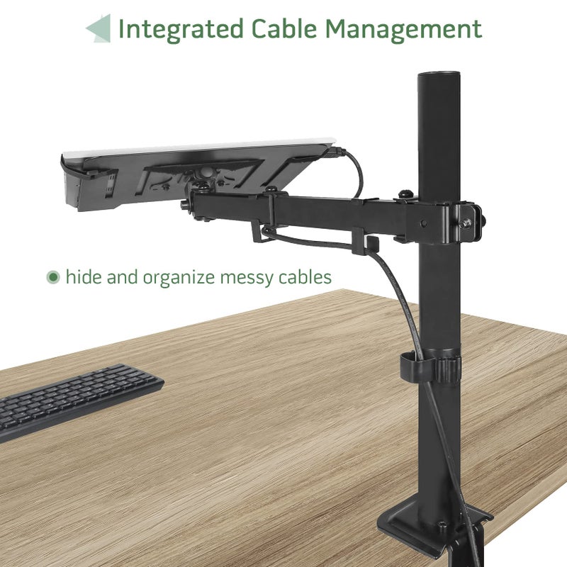 UPGRAVITY Laptop Desk Mount, Single Laptop Stand Arm with Vented Tray for 17 inch Notebook or 14”-32” Monitor, Holds up to 17.6 lbs, Fully Adjustable, Clamp/Grommet Mounting, VESA 75/100mm - Image 4