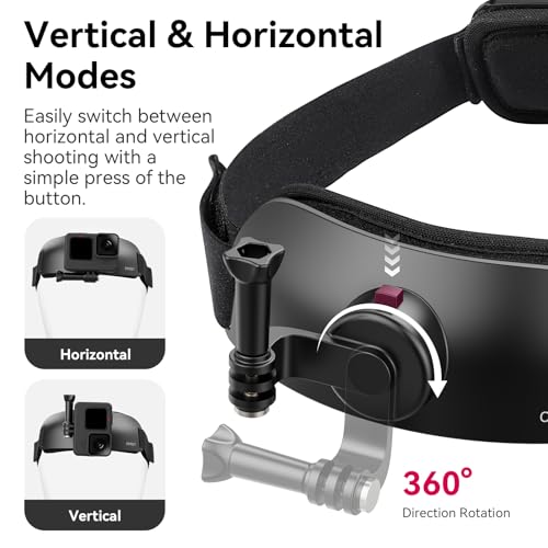 jusmo ULANZI CM027 Phone Head Strap Mount Support Vertical Shots for iPhone, GoPro Hero 12 11 10 9 8 7 6 5 4 Session 3+ 3 2 1 Max, DJI Osmo Action, Insta360, Action Cameras Head Mounted Phone Holder - Image 2