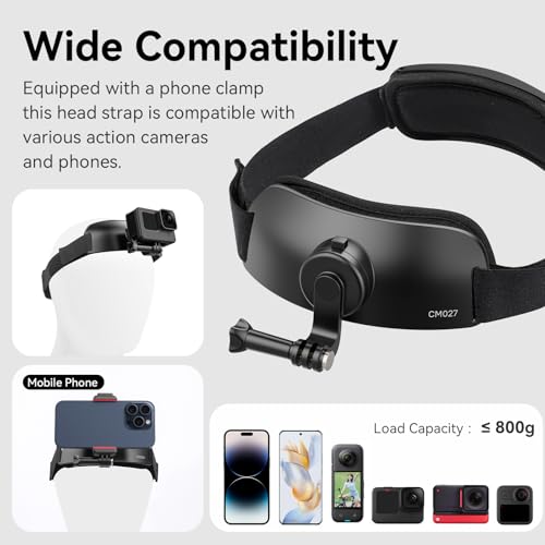 jusmo ULANZI CM027 Phone Head Strap Mount Support Vertical Shots for iPhone, GoPro Hero 12 11 10 9 8 7 6 5 4 Session 3+ 3 2 1 Max, DJI Osmo Action, Insta360, Action Cameras Head Mounted Phone Holder - Image 3