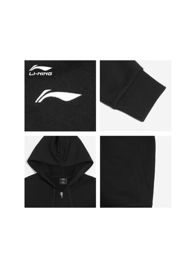 Li-Ning جاكيت لي-نينغ للرجال ربيع خريف شتاء جديد سويت شيرت بغطاء رأس فضفاض غير رسمي بأكمام طويلة متعدد الاستخدامات رياضي سحاب علوي - Image 2