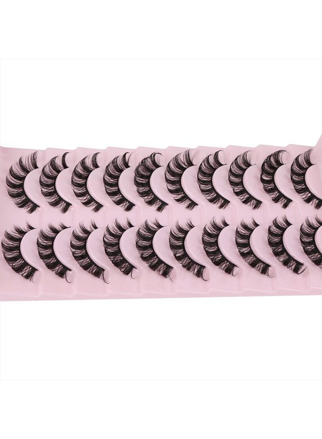 wiwoseo Eyelashes Russian Strip Lashes D Curly Eyelashes Russian Volume Natural Fluffy Wispy Lashes 15MM Faux Mink Lashes 10 Pairs Pack - Image 5