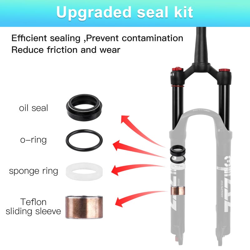 ZTZ 26/27.5/29 inch MTB Air Suspension Fork, 1 1/8 to 1.5 inch Tapered Tube, 120mm Travel,QR 9mm*100mm, Manual Lockout, Ultralight Front Fork for XC/AM Mountain Bike (Balck, 29") - Image 4