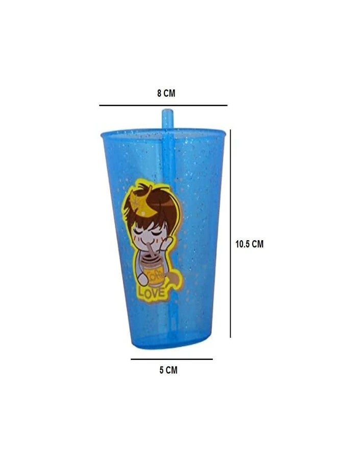 Glenoxzone Disney Plastic Sipper Glasses with Straw and Lid (Multicolour) (2pc) - Image 5