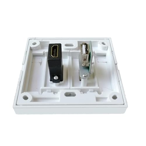 COOLCOLD HDMI + USB Wall Plate, 2 Port Socket Plug Insert Jack Outlet Panel Mount Support 4K 60Hz HDR 1080P 3D Ethernet Built in High Speed Cable Extension Coupler for Projector & Home Theater - Image 4
