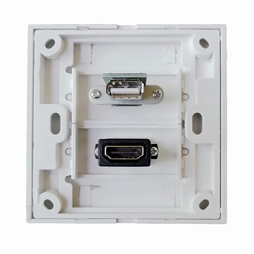 COOLCOLD HDMI + USB Wall Plate, 2 Port Socket Plug Insert Jack Outlet Panel Mount Support 4K 60Hz HDR 1080P 3D Ethernet Built in High Speed Cable Extension Coupler for Projector & Home Theater - Image 3