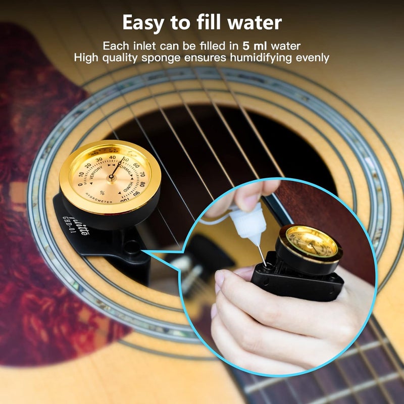 Guitto Guitar Humidifier - 2-in-1 Humidity Care System for Acoustic Guitar Humidifier Hygrometer GHD-01 - Image 4
