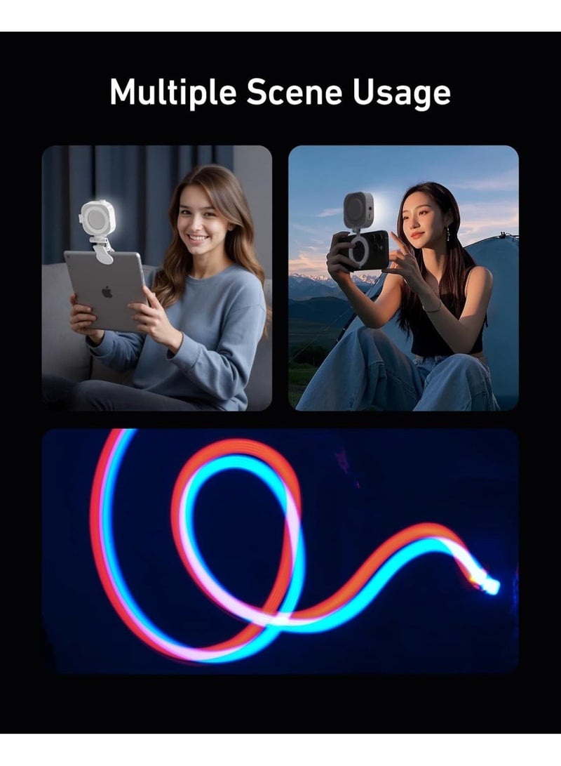 TELESIN Magnetic RGB Video Light for iPhone & Camera | 60 LED 6W Selfie Ring Light with 2500K-9000K CCT & Full RGB Colors | Strong Magsafe & 1/4" Mount | 2000mAh Rechargeable Makeup Light for Content Creation, YouTube, Vlogging, Photography - Image 2