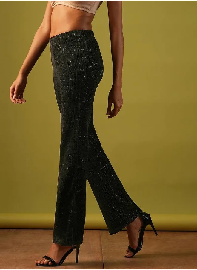 جلو باص Textured High Rise Flared Treggings by Styli
