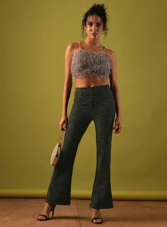 globus Globus Textured High Rise Flared Treggings