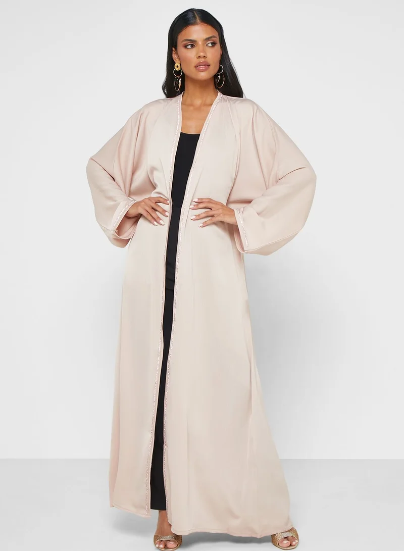 hayas closet Embellished Front Open Abaya with Sheila