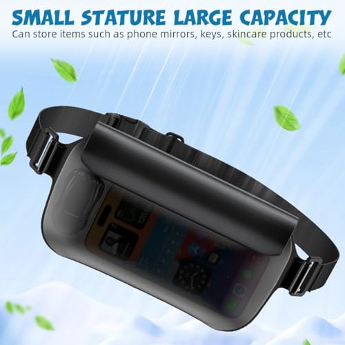 GUSTAVE® Beach Waist Bag Waterproof Touch Screen TPU Waist Phone Bag Double Zip Lock Strips Closure Design with External Hook and Loop Closure Waist Pouch Dry Bag for Beach, Swimming, 25x13cm - Image 4