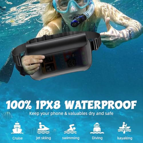 GUSTAVE® Beach Waist Bag Waterproof Touch Screen TPU Waist Phone Bag Double Zip Lock Strips Closure Design with External Hook and Loop Closure Waist Pouch Dry Bag for Beach, Swimming, 25x13cm - Image 3