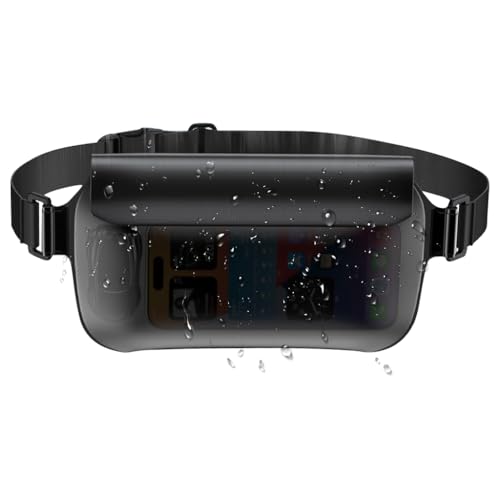 GUSTAVE® Beach Waist Bag Waterproof Touch Screen TPU Waist Phone Bag Double Zip Lock Strips Closure Design with External Hook and Loop Closure Waist Pouch Dry Bag for Beach, Swimming, 25x13cm - Image 1