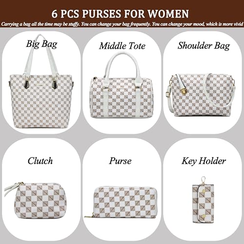 2E-youth Designer Purses and Handbags for Women Satchel Shoulder Bag Tote Top Handle Bag (5F-beige) - Image 2