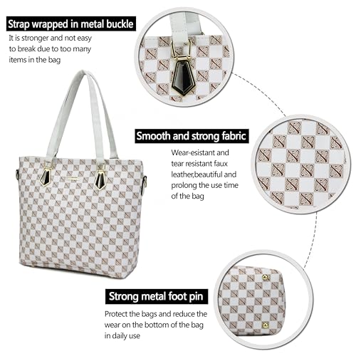 2E-youth Designer Purses and Handbags for Women Satchel Shoulder Bag Tote Top Handle Bag (5F-beige) - Image 5