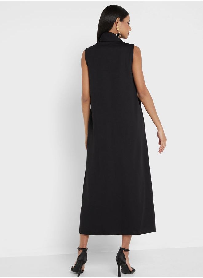 Refka by modanisa - V-Neck Knitted Dress - Image 1