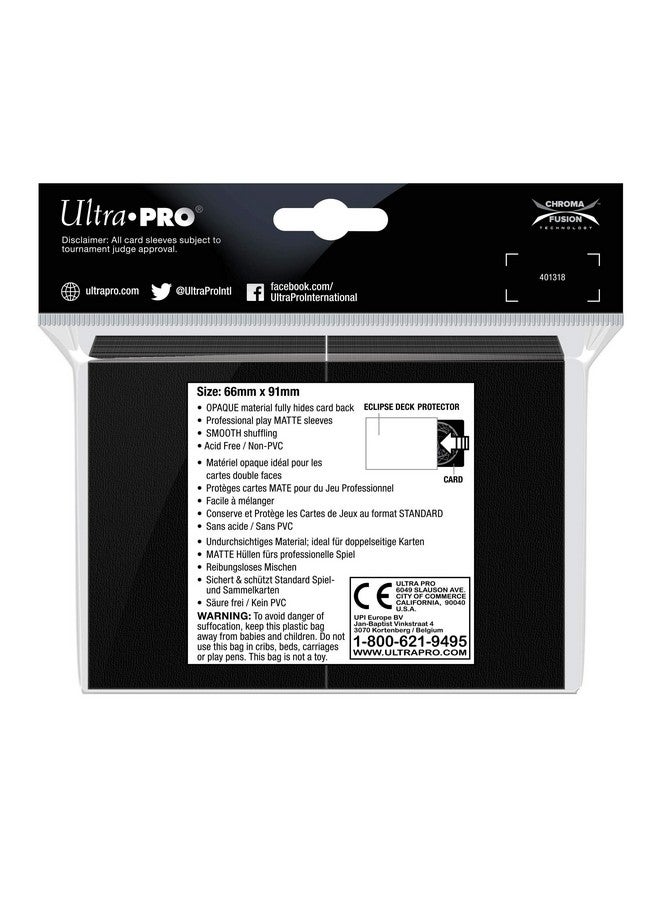 Ultra Pro E-15613 Eclipse Standard Matte Sleeves 100 Pack-Jet Black - Image 2