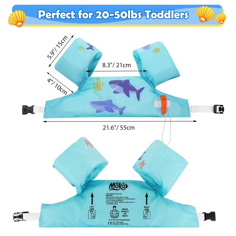 MoKo Swim Arm Band for Kids 20-30-40-50lbs, Clearance Toddler Swim Vest Cute Cartoon Swimming Wings Pool Floats Sleeve Children Water Sports Learning Swim Training Equipment, Blue - Image 4