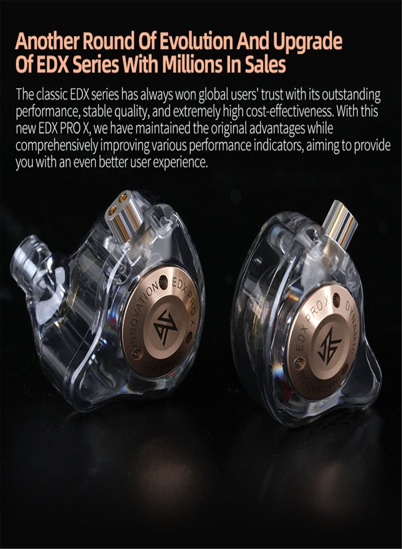 KZ EDX Pro X in-Ear Stage Monitor Headphone Dual Magnetic Dynamic Unit Earphone Shock Bass Earbuds with 0.75mm Detachable Cable Comfortable Wired Headset (No  Mic) - Image 2