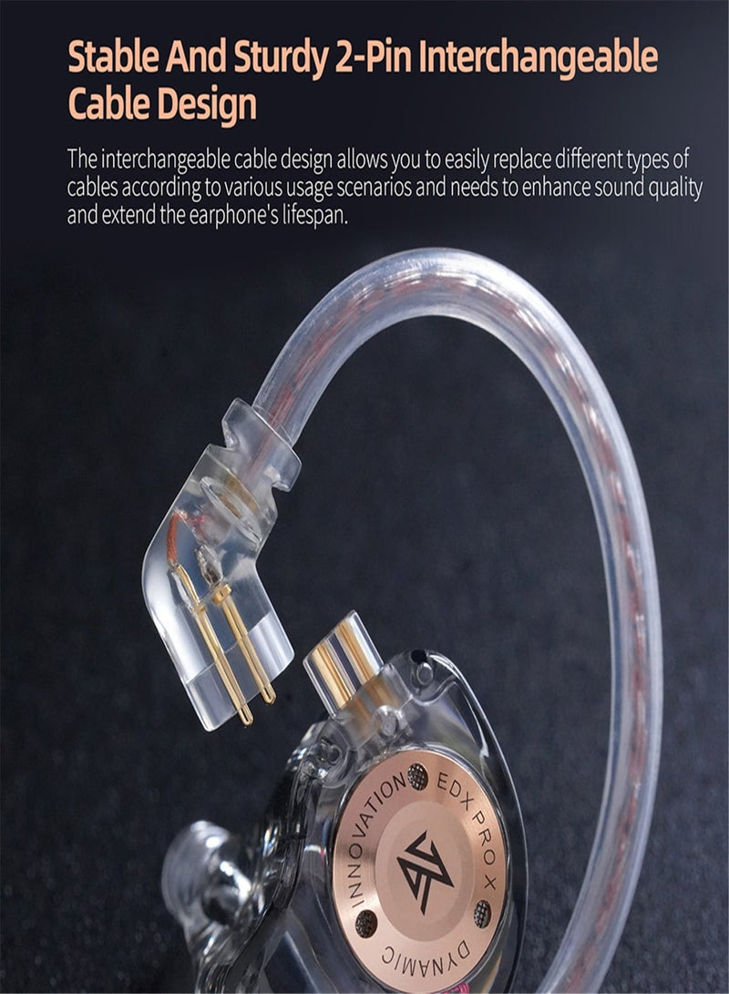 KZ EDX Pro X in-Ear Stage Monitor Headphone Dual Magnetic Dynamic Unit Earphone Shock Bass Earbuds with 0.75mm Detachable Cable Comfortable Wired Headset (No  Mic) - Image 4
