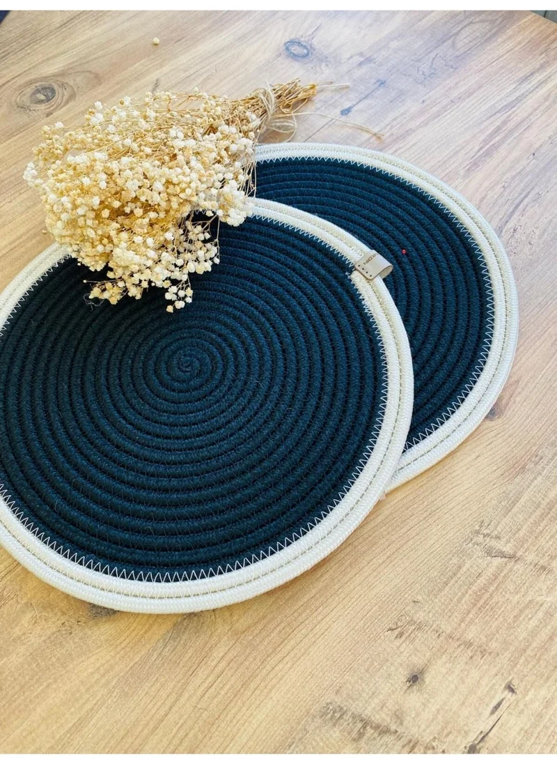 BDZ Deri BDZ Leather Jute Wicker American Service Plate 2 Pieces