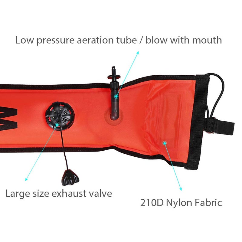 Seafard 4ft Red Scuba Diving Open Bottom Surface Marker Buoy (SMB) with 49ft Finger Spool Alloy Dive Reel and Double Ended Bolt Clip - Gray - Image 4
