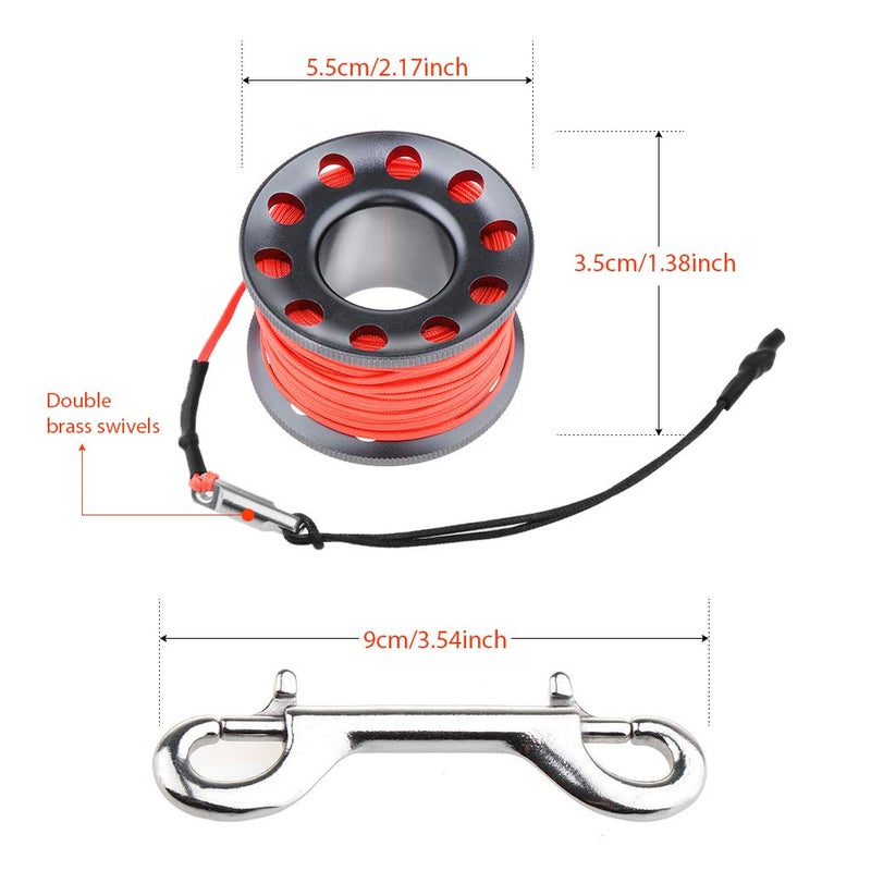 Seafard 4ft Red Scuba Diving Open Bottom Surface Marker Buoy (SMB) with 49ft Finger Spool Alloy Dive Reel and Double Ended Bolt Clip - Gray - Image 5