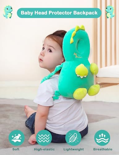 JunNeng Baby Head Protector BackpackToddler Walker Fall Head ProtectionGreen Dinosaur B - Image 3