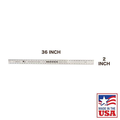 Mayes 10208 36 Inch Straight Edge Aluminum Ruler, Heavy Duty 36 Inch Ruler with Metric and Standard Measurements, Extra Thick Precision Straight Edge - Image 2