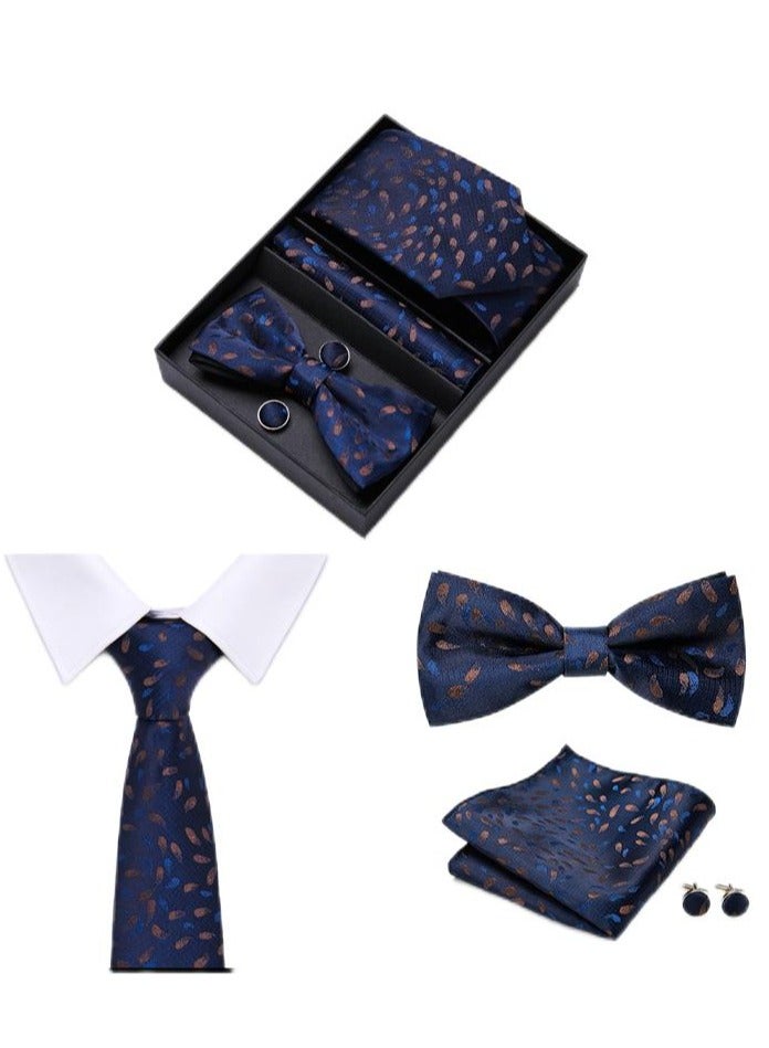 5 قطع من ربطات العنق الراقية للرجال في مجال الأعمال وربطة عنق رسمية وأزرار أكمام ووشاح مربع وإكسسوارات عصرية في صندوق هدايا - Image 2