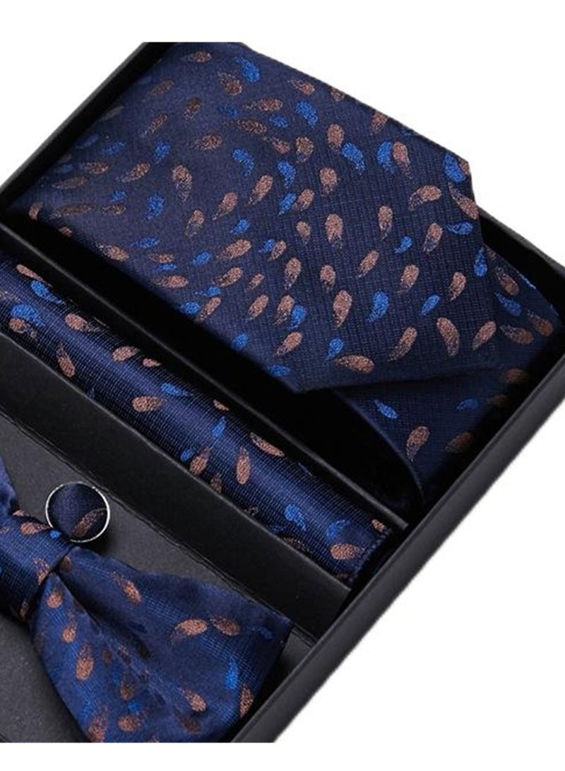 5 قطع من ربطات العنق الراقية للرجال في مجال الأعمال وربطة عنق رسمية وأزرار أكمام ووشاح مربع وإكسسوارات عصرية في صندوق هدايا - Image 4