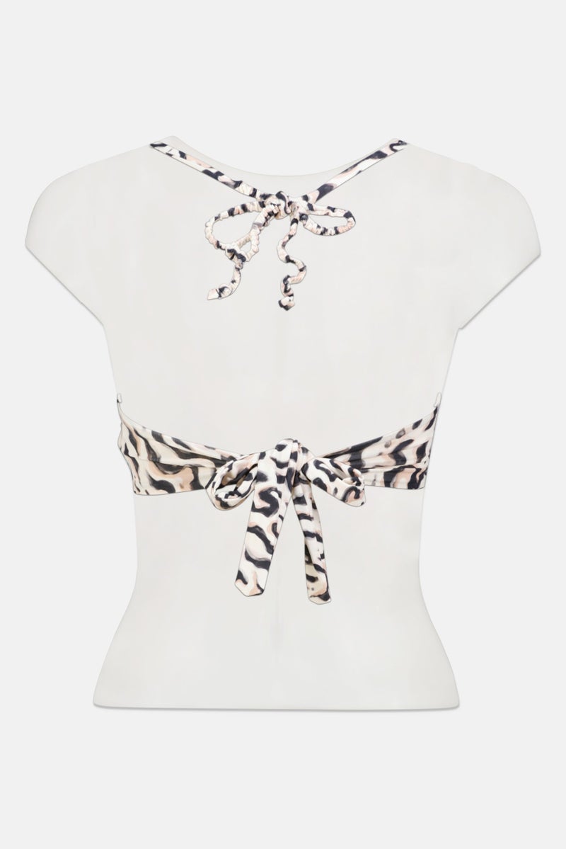 Reserved Women Padded Underwire Allover Print Bikini Top, Beige Combo - Image 2