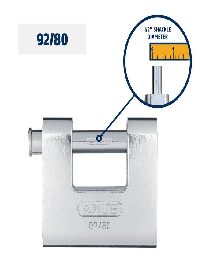 ABUS 92/80 KD All Weather Solid Brass with Steel Jacket Monoblock Keyed Different Padlock - Image 2