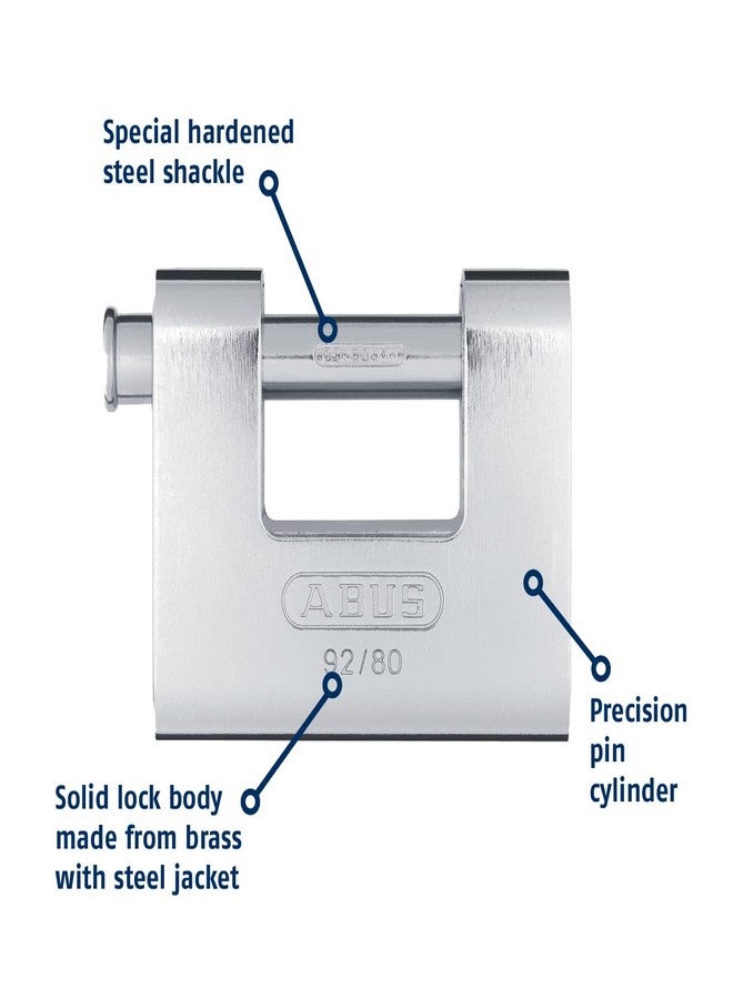 ABUS 92/80 KD All Weather Solid Brass with Steel Jacket Monoblock Keyed Different Padlock - Image 3