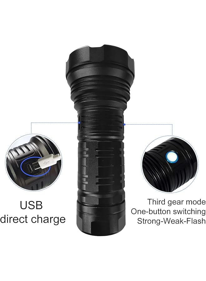 erorex Rechargeable Tactical Flashlight Led Flashlight 3000 Lumen 5 Modes Zoomable Waterproof With Rechargeable Battery Handheld Flashlight For Camping Hiking Biking Outdoor Activity - Image 5