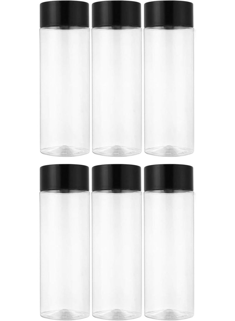 Luxoraq 6 Pcs 350ml PREMIUM CLEAR Plastic Juice Bottles with Black Caps – ULTRA DURABLE BPA FREE BOTTLES, Reusable LEAK PROOF Drink Containers for Fresh Juice Milk, Smoothie Protein Shake Bottle, Detox Water Zamzam Storage Bottles, USE for Travel Gym Kids Home & Kitchen - Image 1