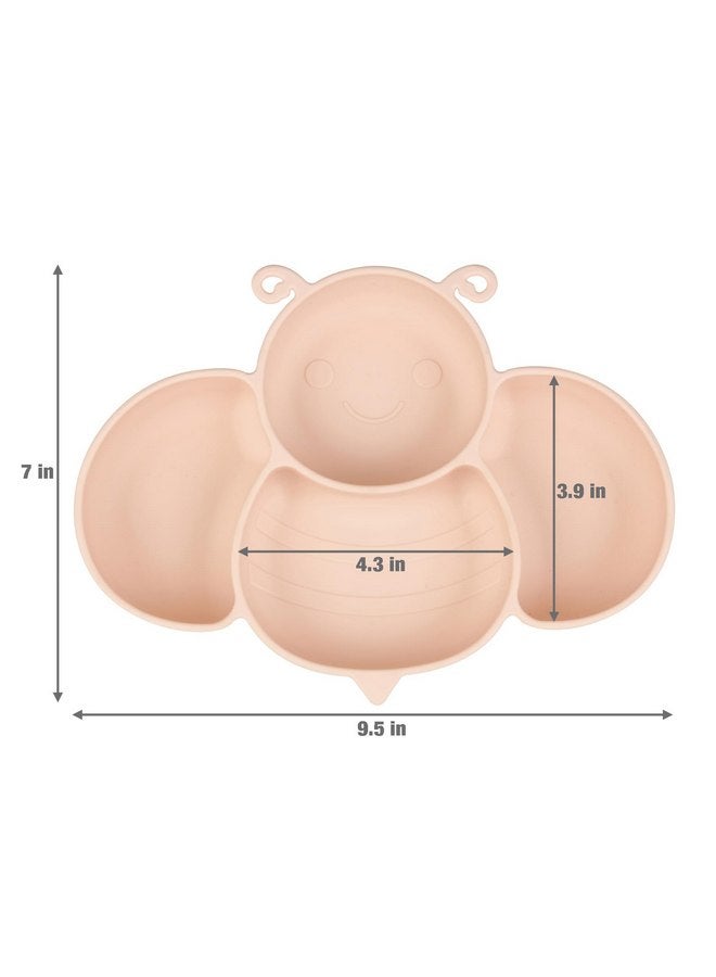 PandaEar 2 Pack Silicone Suction Plates for Toddlers Baby with 4 Spoons Self Feeding, Divided Unbreakable Toddler Plates with Suction, Baby Plates and Utensils Set, Baby Dishes, Green Crab & Pink Bee - Image 4