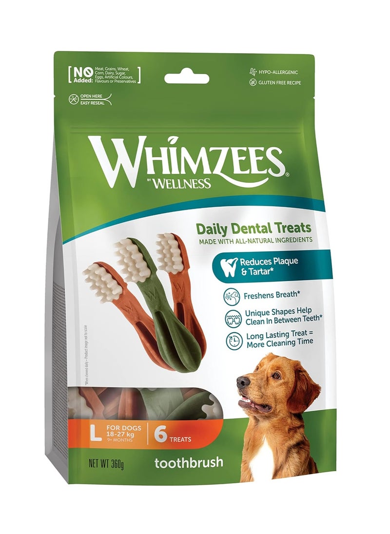 WHIMZEES By Wellness Toothbrush Natural and Grain Free Dog Chews Dog Dental Sticks for Large Breeds 6 Pieces Size L  - Image 1