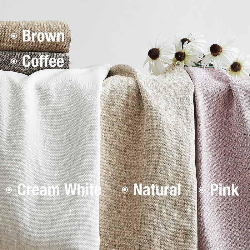 Treatmentex Cream White Linen Blackout Curtains for Living Room Bedroom  Thermal Insulated Energy Saving Window Panels Farmhouse Burlap Texture Curtain Drapes for Guest Room  Grommet Top 52""x 84""x 2pcs - Image 3