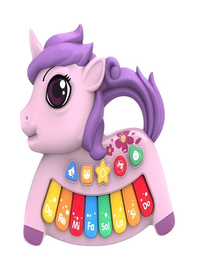 Cable World Unicorn Keyboard Musical Toys with Flashing Lights - Animal Sounds Baby Music for Toddlers, Light Up Music Baby Toy for Kids Early Learning Educational Piano Keyboard - Image 2