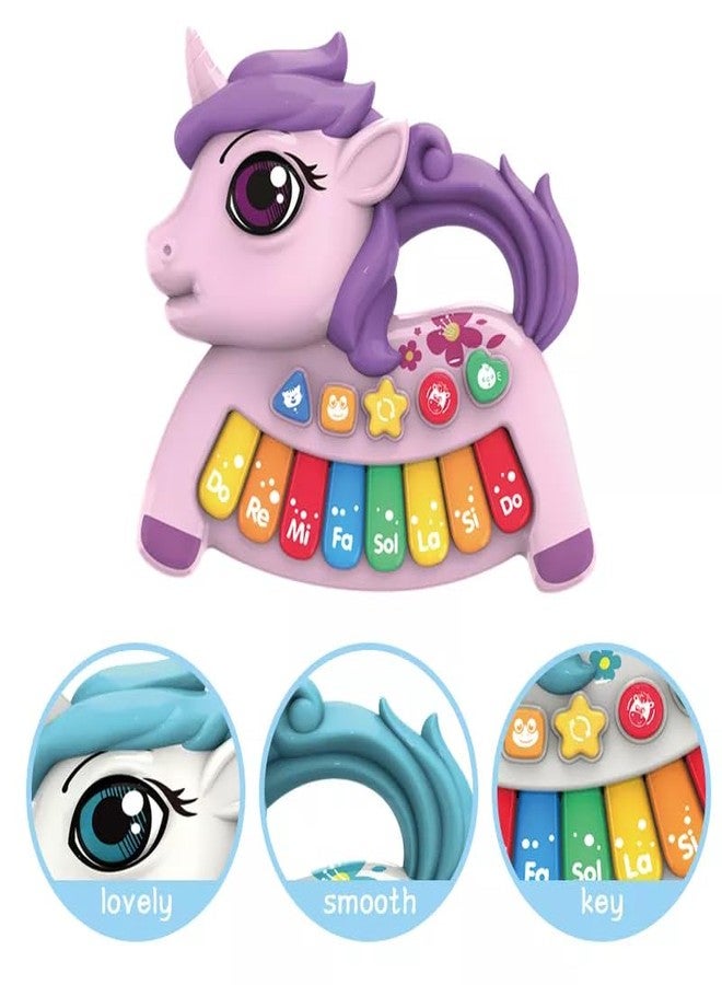 Cable World Unicorn Keyboard Musical Toys with Flashing Lights - Animal Sounds Baby Music for Toddlers, Light Up Music Baby Toy for Kids Early Learning Educational Piano Keyboard - Image 3