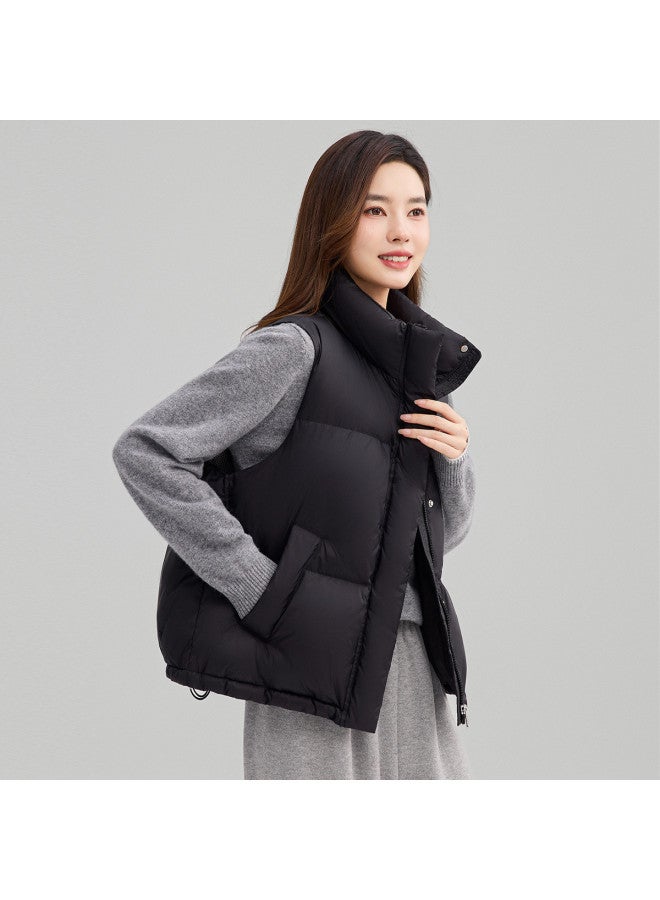 YaYa Women's Winter Down Vest For Outdoor Commuting, Stand Collar, Hoodless, Solid Color, Simple And Puffy, Warm Vest For Women - Image 5